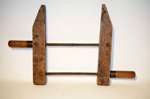 Antique Wood C Clamp Vice Vintage Carpenter Tool Farm Screw Handle