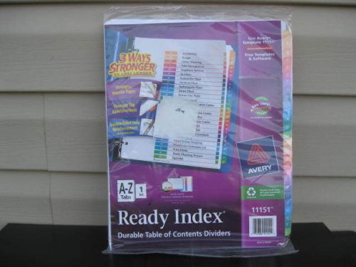 1 Set Genuine Avery Ready Index Durable Table of Contents A-Z 11151 New Sealed