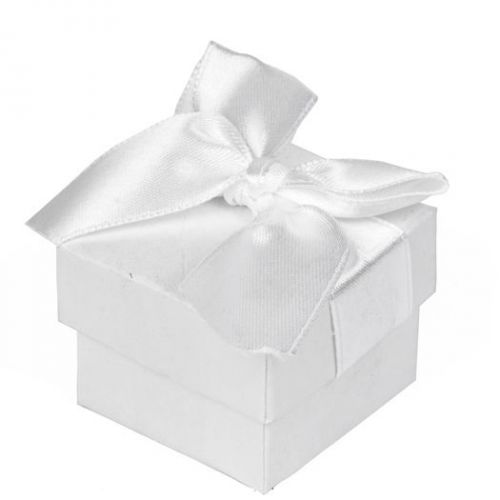 Wholesale 12 pcs White Ribbon Jewelry Pendant Ring Paper Gift Box K424