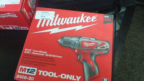 Milwaukee m12 cordless hammer drill/driver 3/8&#034; 2408-20 for sale