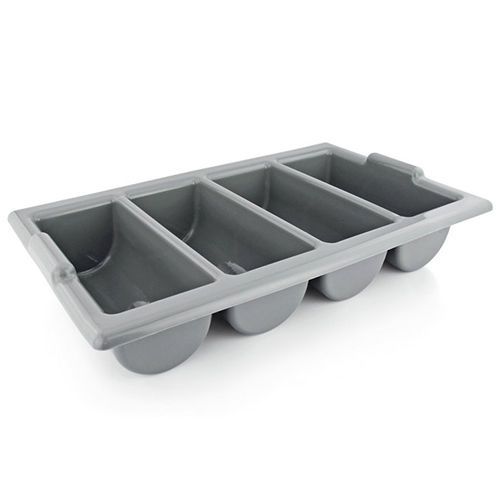 Cutlery Box, 4 Compartments, 20.5-Inch x 12.75-Inch x 4.25-Inch, Gray
