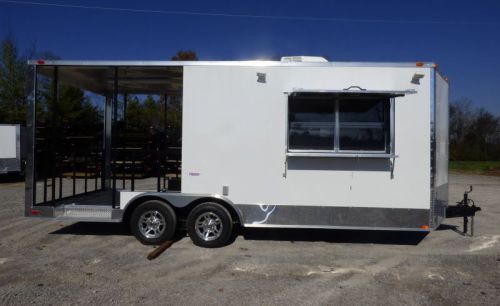 Concession trailer white 8.5 x 20 bbq smoker event catering for sale
