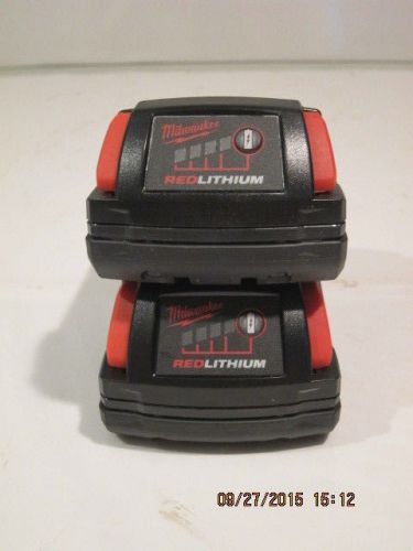 Milwaukee m18 (2)48-11-1820-2ah 18volt red lithium batts, 2015 date new f/ship!! for sale