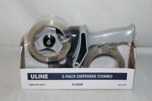 Brand new sealed uline 2-pack dispenser combo h-2650 with 2 rolls of clear tape for sale