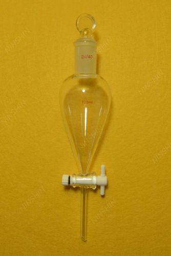125ml,24/40,Lab Pyriform Separatory Funnel,PTFE Stopcock,With the cap,drop tube
