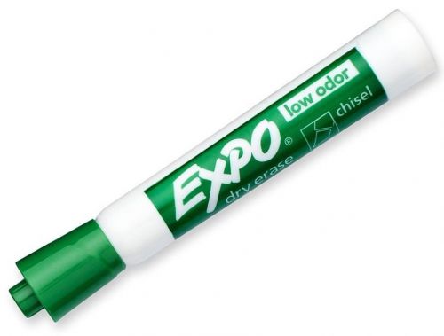 Expo bold color low odor dry erase markers green chisel tip 83004 box of (12) for sale