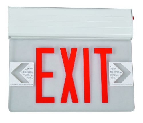 Surface mount edge lit led exit sign with red on clear panel and white housing for sale