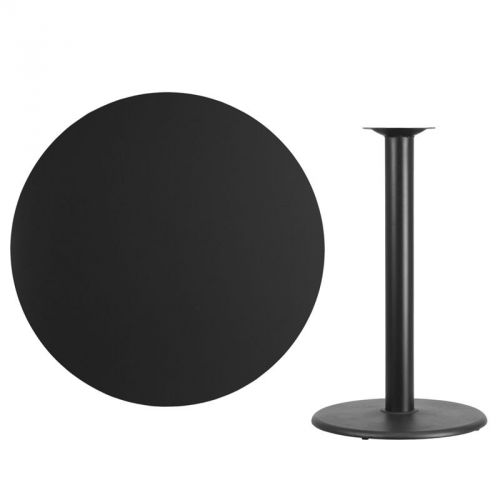42&#039;&#039; Round Black Laminate Table Top with 24&#039;&#039; Round Bar Height Table Base
