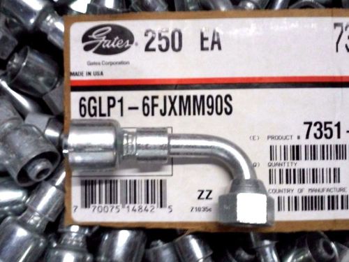 (QTY 250) GATES 6GLP1-6FJXMM90S, 7351-1520 Hydraulic Hose Pipe Fitting 3/8&#034;