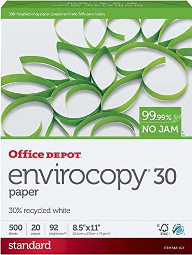 Office Depot EnviroCopy 30% Recycled Copy Fax Laser Inkjet Printer Paper, 8 1/2