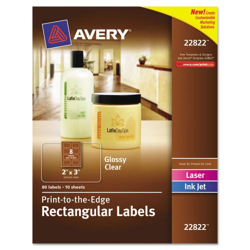 &#034;Avery Rectangle Print-To-The-Edge Labels, 2 X 3, Clear, 80/pack&#034;