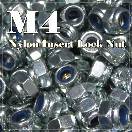 M4 (4mm) Pitch 0.7 Hexagon lock nuts with Plastic insert Stainless steel Metric.