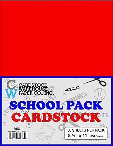 Red Cardstock 8 1/2&#034; x 11&#034; 50 Pack from Cardstock Warehouse 65# Cover