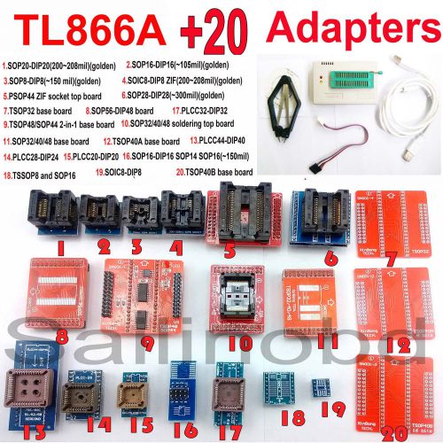 TL866A programmer 20 adapters PLCC44 TL866 Bios PLCC MCU EPROM ICSP Programmer