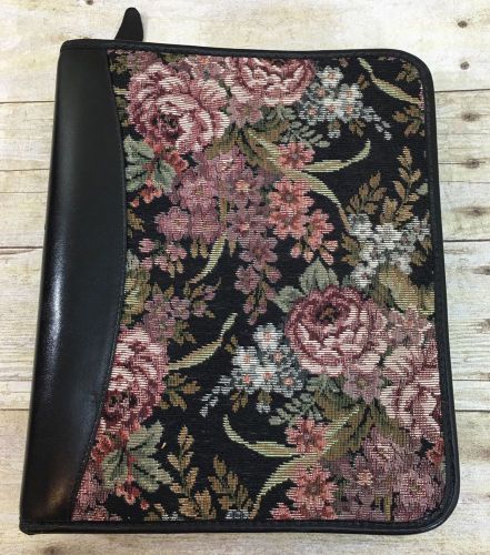 Franklin covey quest planner beautiful floral tapestry black leather rare for sale