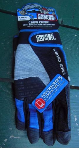 Grease monkey crew chief touchscreen large blue new gloves garage tools work for sale