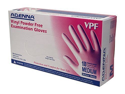 Adenna VPF Vinyl Powder Free Exam Gloves Translucent, Medium