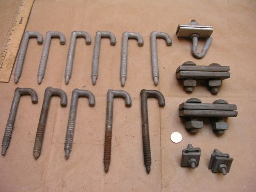 11 j hooks &amp; 5 strand clamps for aerieal cable drop hang wire telephone catv for sale