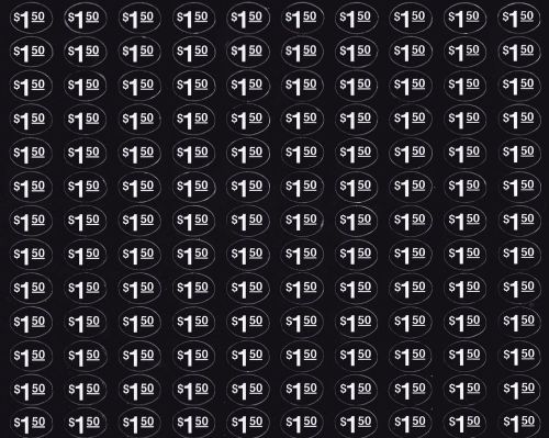 130 price labels for vending Black (small size) $1.50, stick on, 3/4&#034; X 9/16&#034;