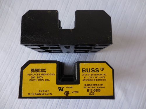 A lot of 4 BUSS BM6033SQ FUSE HOLDER USE CLASS CU FUSES ONLY RATED: 600V, 30A