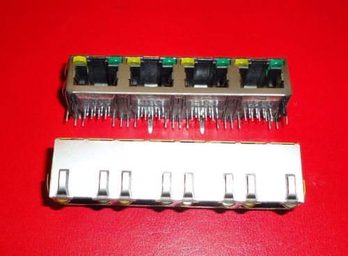5 ~  tyco # 406552-1 rj-45 4 port ethernet &amp; telecom connector cat5 8 contacts for sale