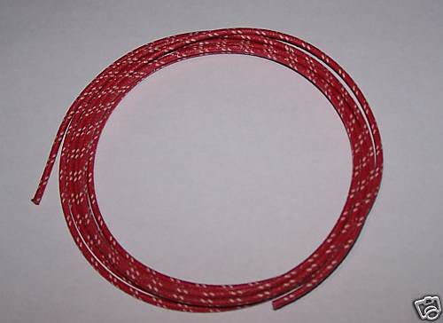 Cloth Covered Primary Wire 16 gauge  Red w/ White Trace