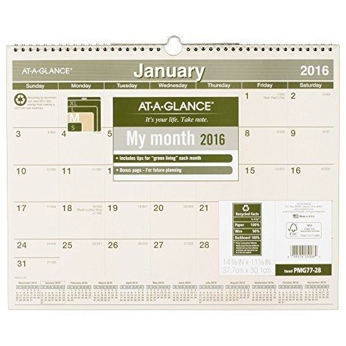At-A-Glance AT-A-GLANCE Monthly Wall Calendar 2016, Recycled, 14-7/8 x 11-7/8