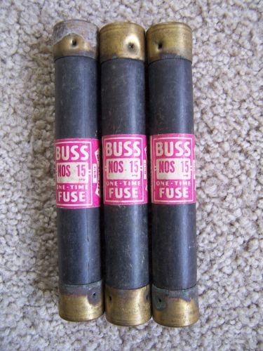 New lot of 3 buss nos 15 fuses 600 volts or less class k5 50,000 amps for sale