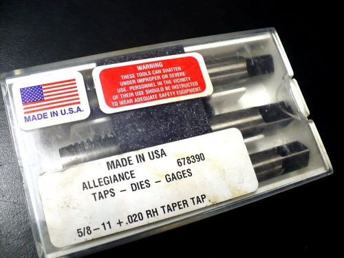New ALLEGIANCE Made in USA  5/8-11 + .020 RH Taper Tap Set  Free Shipping