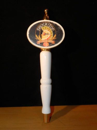 SHOCK TOP REDHOOK Beer Tap Handle White &amp; Gold Oval 11 3/4 Bar Brewery Equipment