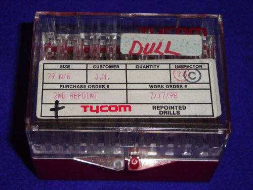 50 TYCOM REPOINTED MICRO CARBIDE PCB DRILL BITS SIZE 79 / .0145&#034; ~ 1/8&#034; SHANK