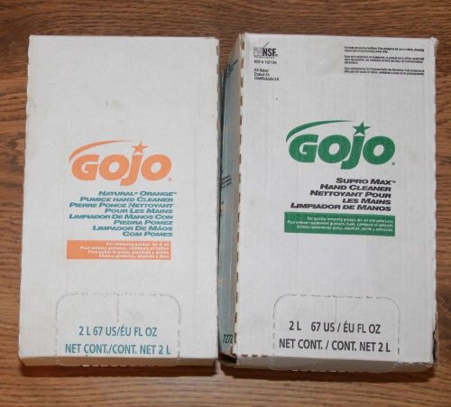 Gojo Hand Cleaner 2 boxes. Supro Max and Natural Orange Pumice 2L 2 liters each