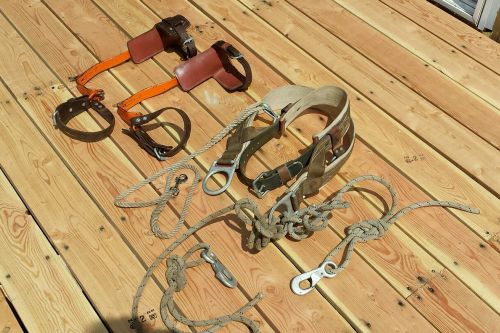 Bashlin Climbing spikes, seat harness and ropes