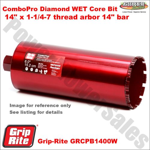 GRCPB1400W ComboPro Diamond WET Core Bit 14&#034; x 1-1/4-7 thread arbor 14&#034; bar