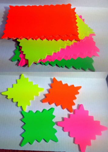 LOT 200 Ultra Glo 5x5&#034; &amp; 7 x 11&#034; Starburst Sign Cards store retail display