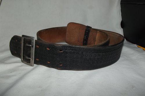 Don Hume 2&#034; Black Leather Basket Weave Gun Belt, Size 38