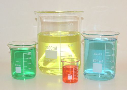 2 beaker sets 50 250 600 2000ml griffin borosilicate glass beakers lab new for sale