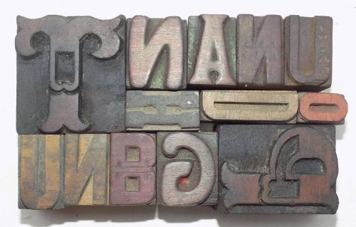 &#034;Lot Of 13&#034; Letterpress Letter Wood Type Printers Block collection.ob-343
