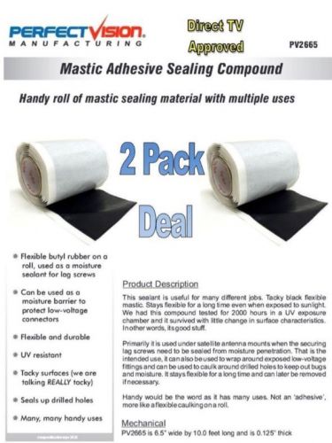 2 PACK 10&#039; x 6.5&#034; Adhesive Mastic Seal Bishop Tape Direct TV Approved