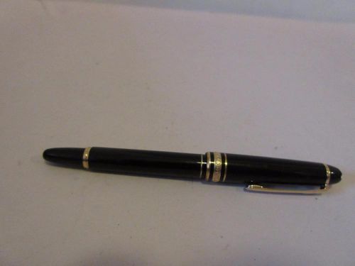 MONTBLANC MEISTERSTUCK CLASSIQUE BLACK &amp; GOLD FOUNTAIN PEN W/ BLACK LEATHER CASE