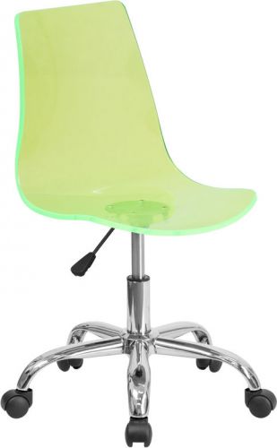 CONTEMPORARY TRANSPARENT GREEN ACRYLIC TASK CHAIR WITH CHROME BASE