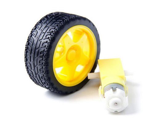 Arduino smart car robot plastic tire wheel with dc 3-6v gear motor for sale