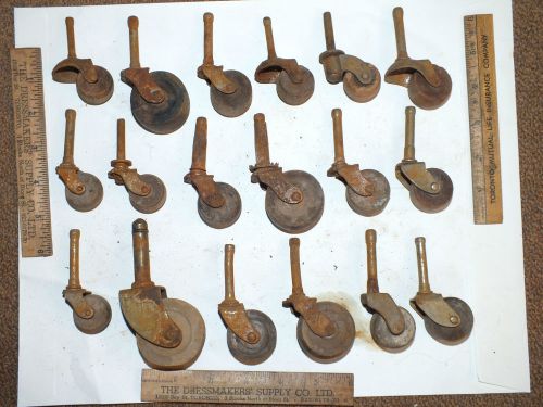 Vintage Wood &amp; Steel Caster Wheels Industrial Steampunk Antique Metal Lot G