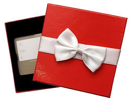 Give-A-Gift Red Gift Card Box Holder with White Satin Ribbon