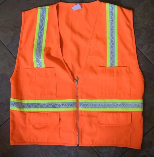 Brite Threads Safety Reflective Surveyor&#039;s Orange Security Vest Size XL #1091