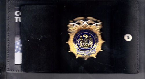Nypd chief of internal affairs style badge cut-out &amp; id card snap wallet for sale