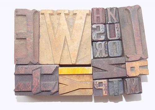 Letterpress Letter Wood Type Printers Block &#034;Lot Of 17&#034; Typography #bc-1111