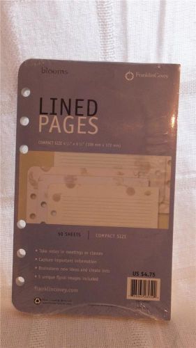 Franklin Covey Lined Pages~Blooms~New Sealed~Compact Size~50 Sheets Pkg.