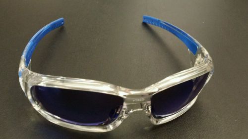 Crews swagger clear frame blue mirror lens safety glasses sunglasses z87 sr148b for sale