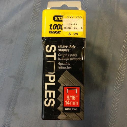 Stanley staples 1000 ct 9/16&#034; 14mm trc609t wide crown lot of 4